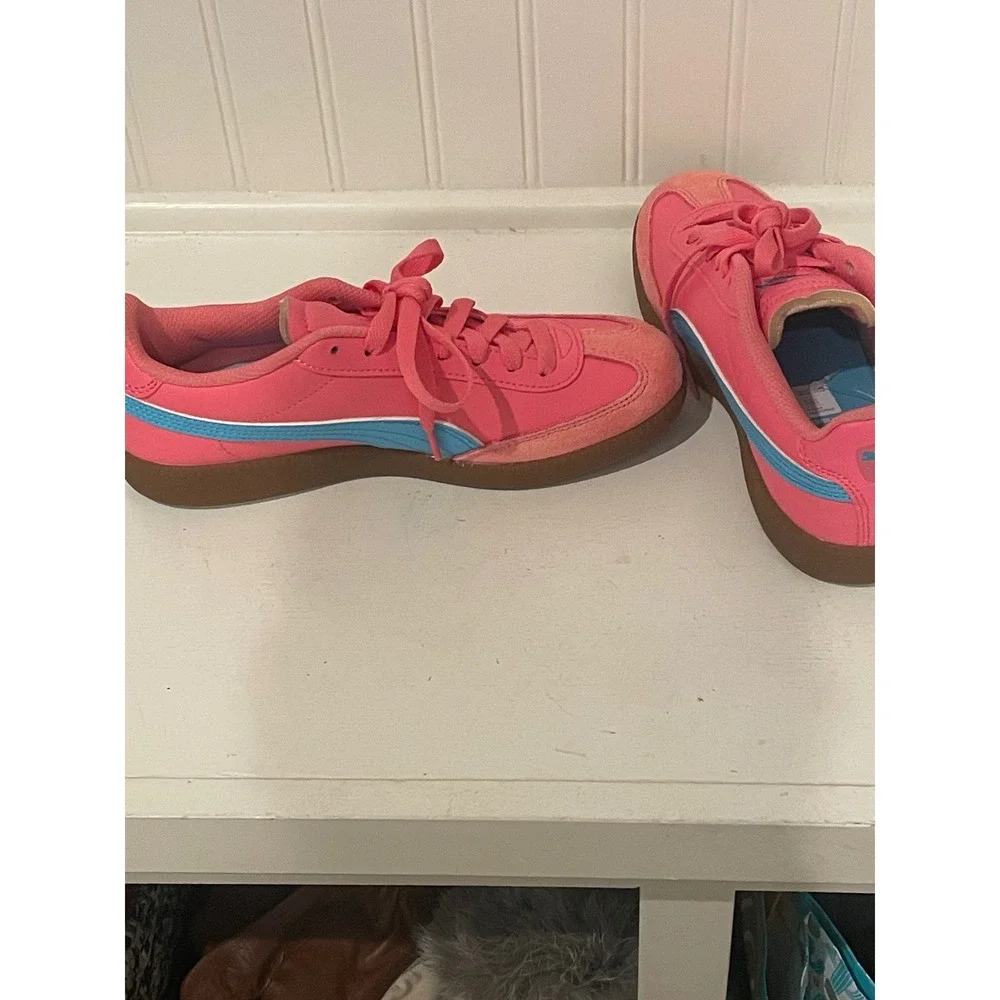 Puma Pink Blue Sneakers Athletic Shoes‎ Lace Up Size 7.5Y Casual